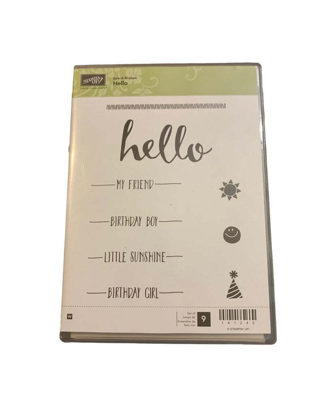 Hello Stamp Set of 9 Retired  Stampin' Up Clear Mount 141240 Crafts